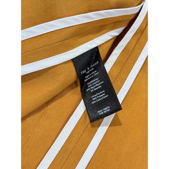 Rag & Bone Womens Suit Set Yellow Linen Tailored Blazer Straight Trouser Size 2 - Picture 11 of 16